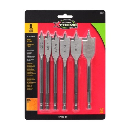 Blu-Mol Xtreme Blu-Mol Xtreme 6 in. L Carbon Steel Spade Bit Set Hex Shank 6 pc E0217017